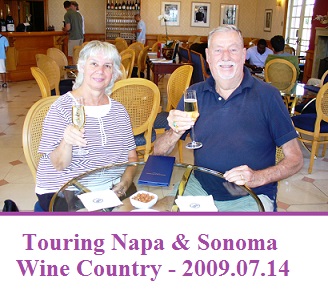 Chuck and Gail in Napa with our daily champagne!