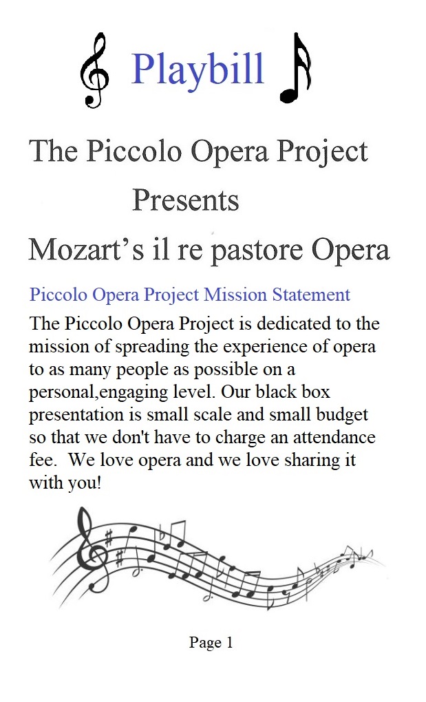 Piccolo Opera Company Playbill