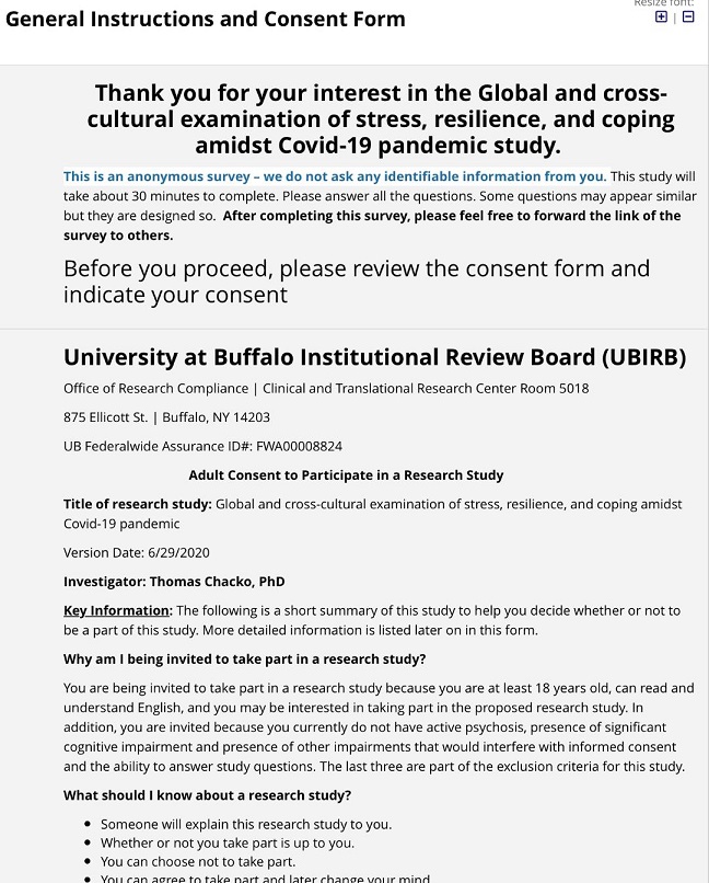 Behavior &  Experiences Study - University of Buffalo
