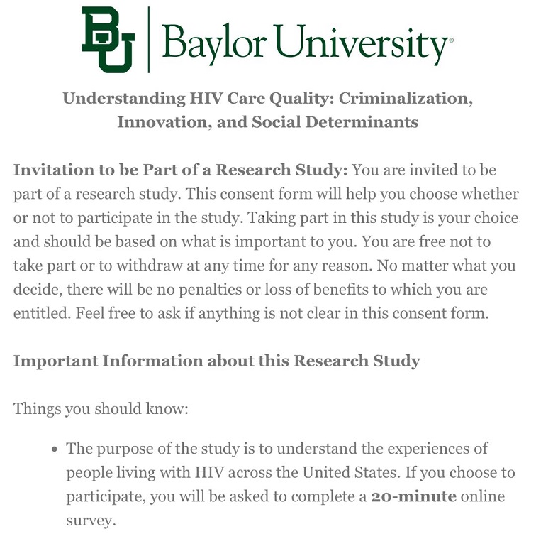 Baylor University HIV Study