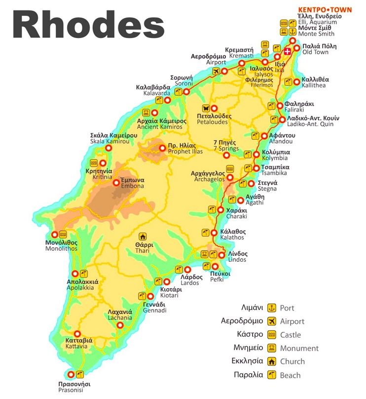 Map of Rhodes Map of Rhodes