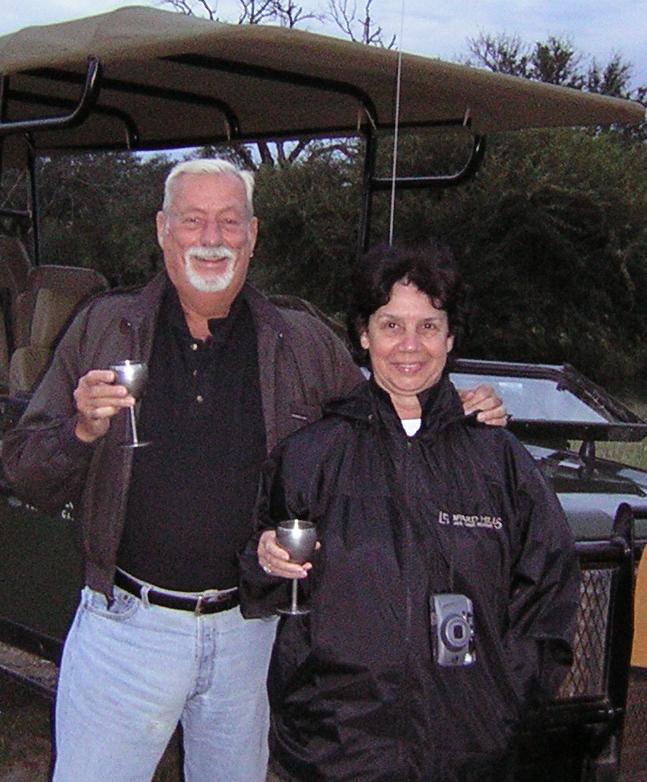 Chuck & Gail Having Champagne in the African Savannah!