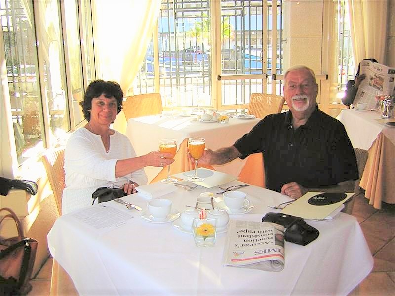 Gail and Chuck at the Royal Livingstone - Victoria Falls in Zambia!