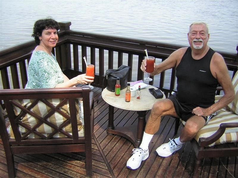 Gail and Chuck at the Royal Livingstone - Victoria Falls in Zambia!